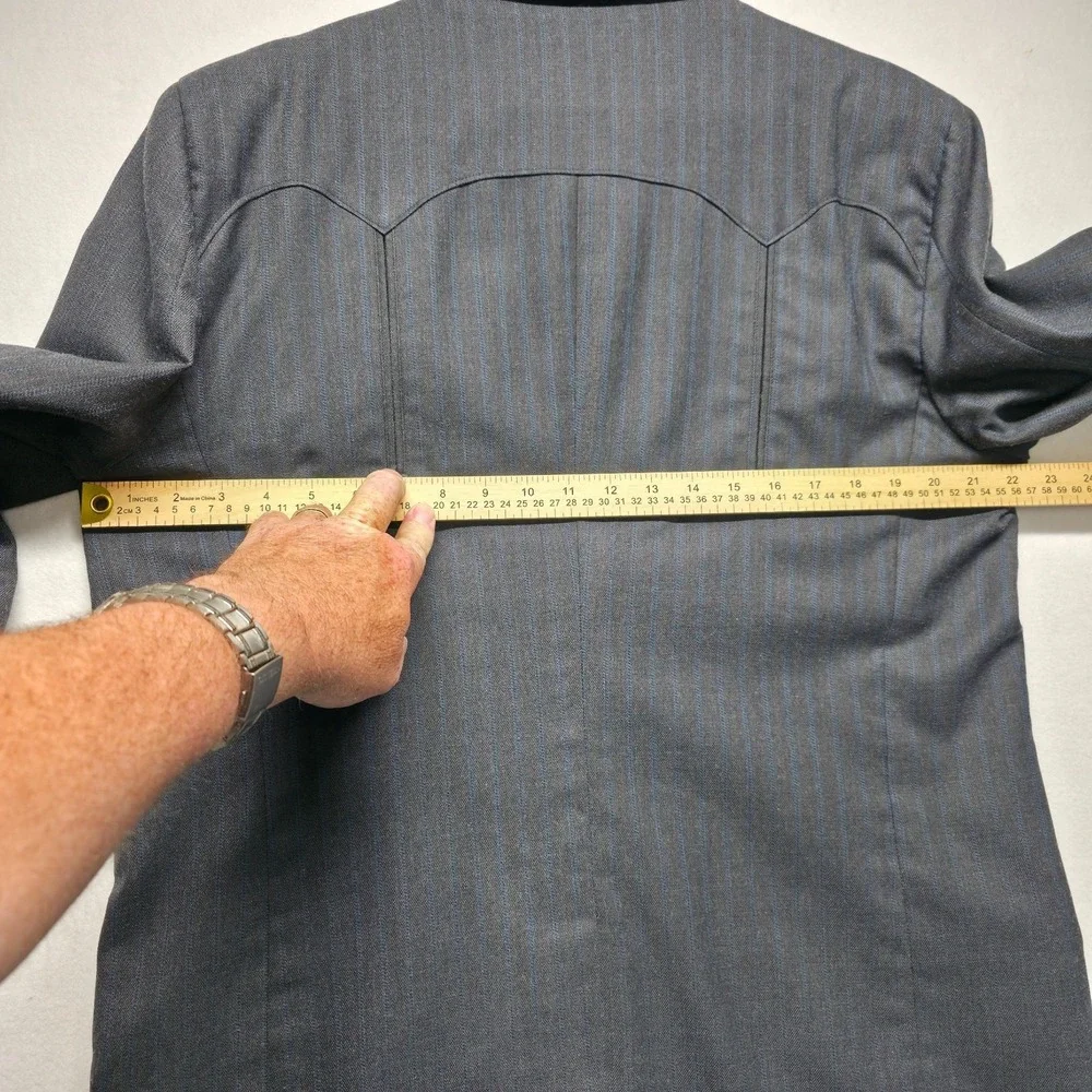 Vintage‎ Western Ranchman Outfitters Men's Gray Striped Western Blazer Size 44L